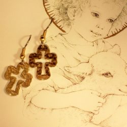Hammered Cross Dangle Earrings