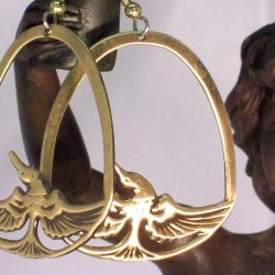 Nouveau Bird in Circle Earrings