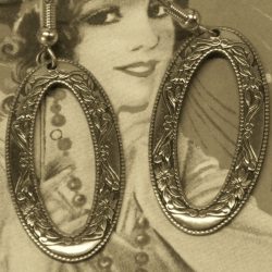 Oval Embossed Dangle Earrings