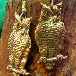 Large Owl Dangle Earrings