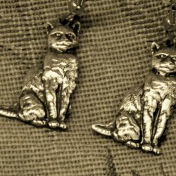 Large Sitting Cat Dangle Earrings