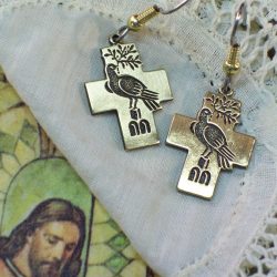 Cross with Dove Earrings