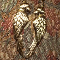 Large Parrot Dangle Earrings