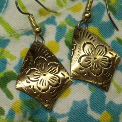 Embossed Floral Shield Earrings