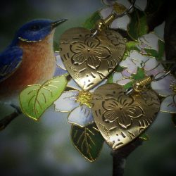 Medium Embossed Floral Heart Earrings