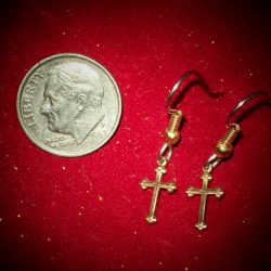 Tiny Cross Dangle Earrings