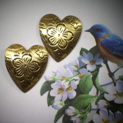 Medium Embossed Post Heart Earrings
