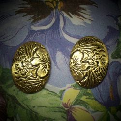 Small Engraved Oval Post Earrings