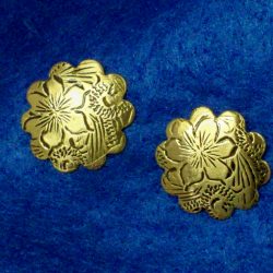 Small Engraved Floral Post Earrings