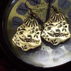 Nouveau Embossed Bird Earrings