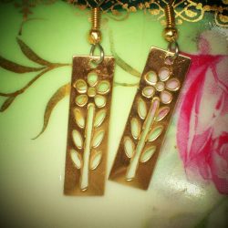 Small Cut Out Flower Rectangular Earrings